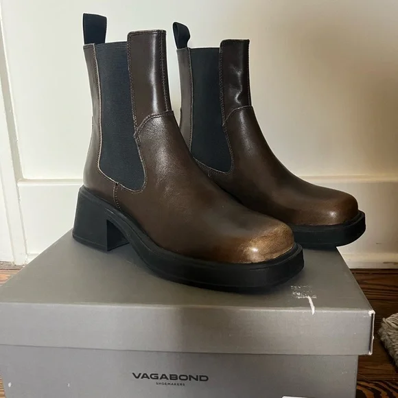 NWT Vagabond Leather Boots: Dorah Mud - Picture 3 of 5